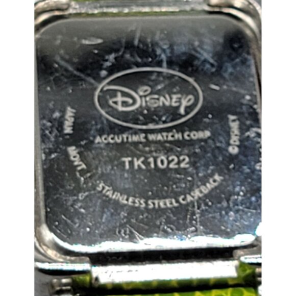 Disney Tinkerbell Accutime Watch TK1022 7" Green Faux Leather Band Silver Tone - Picture 8 of 15
